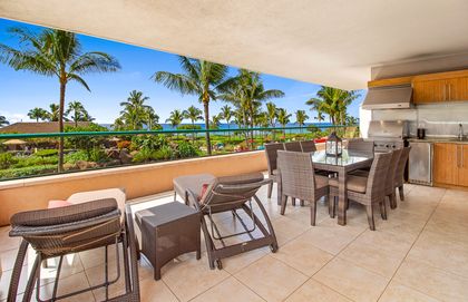 The massive 600 sq. ft. balcony offers a built-in Viking BBQ grill