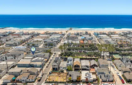 Aerial view showcasing your prime location just steps from the beach along the Newport Peninsula