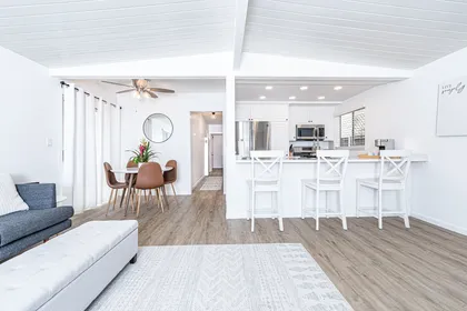 The kitchen opens out to the living areas, making meal prep a social affair!