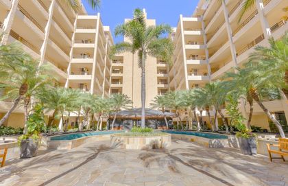 The lush interior courtyard is a welcoming sight to visitors