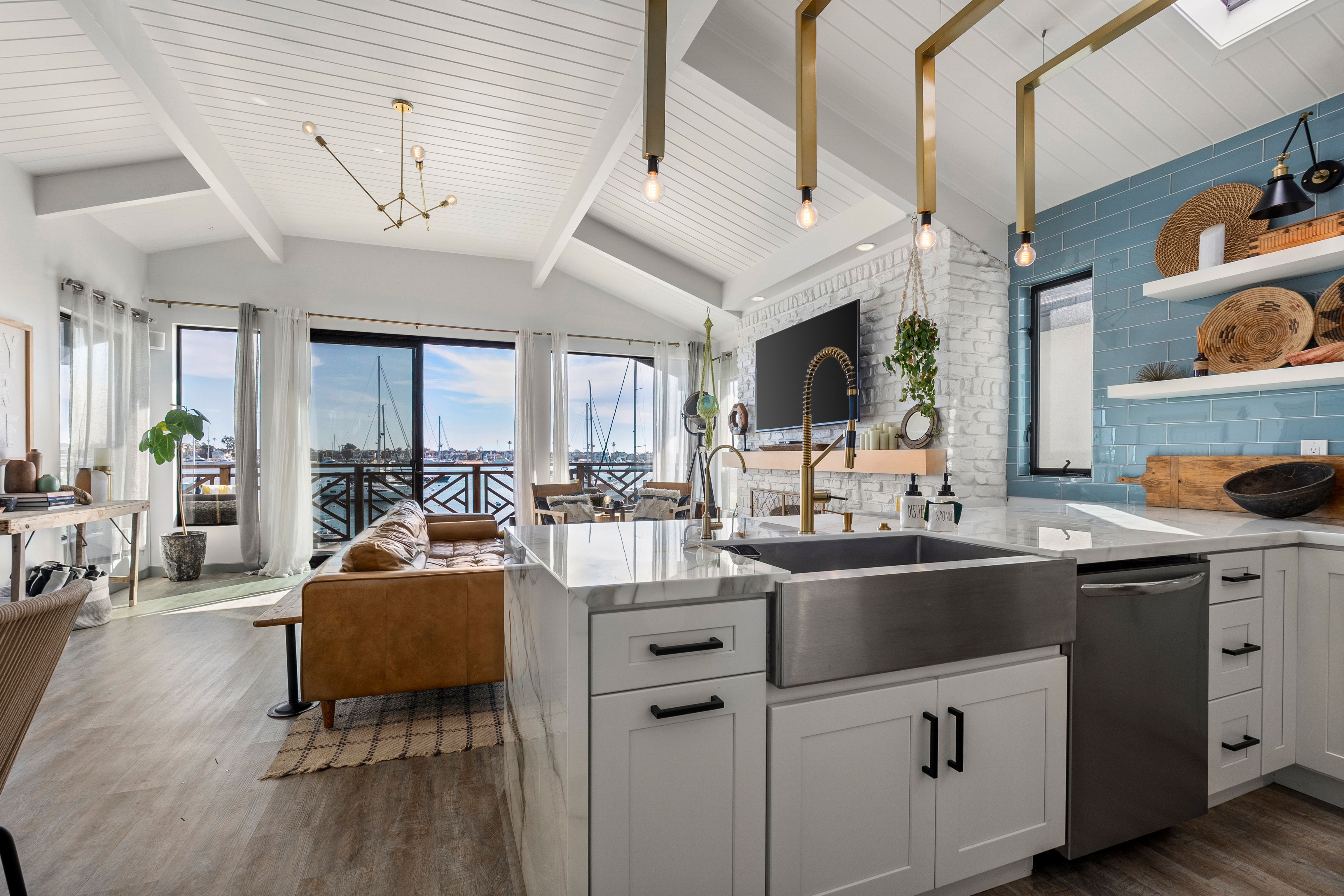 Open-concept kitchen and living space designed for effortless beachside living
