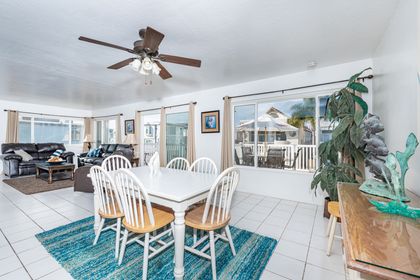 The main area's open floor plan allows for easy group hangouts after a day at the beach.