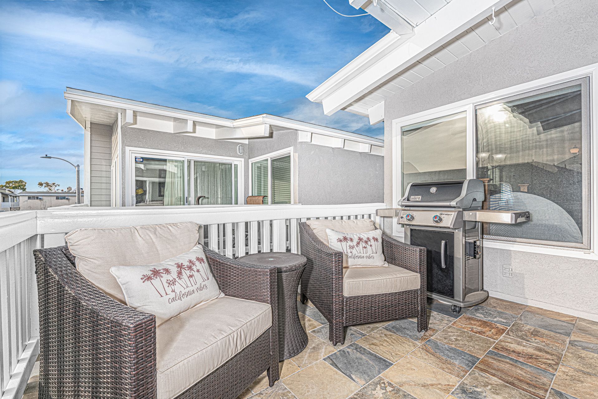 Enjoy morning coffee, a good book, or happy hours on the front balcony.