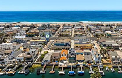 Aerial view showcasing your ideal Newport Beach location just steps from the beach and the bay