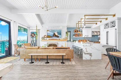 Open-concept kitchen and living space designed for effortless beachside living