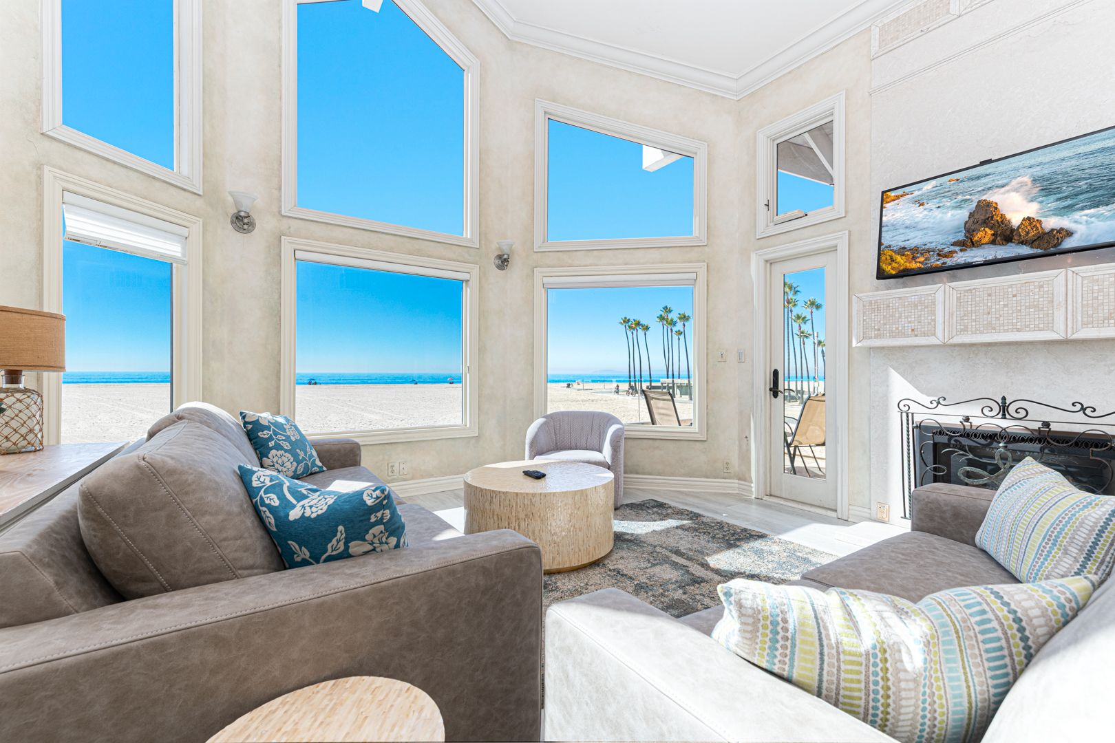Panoramic ocean views are a sight to behold in this secondary living area.