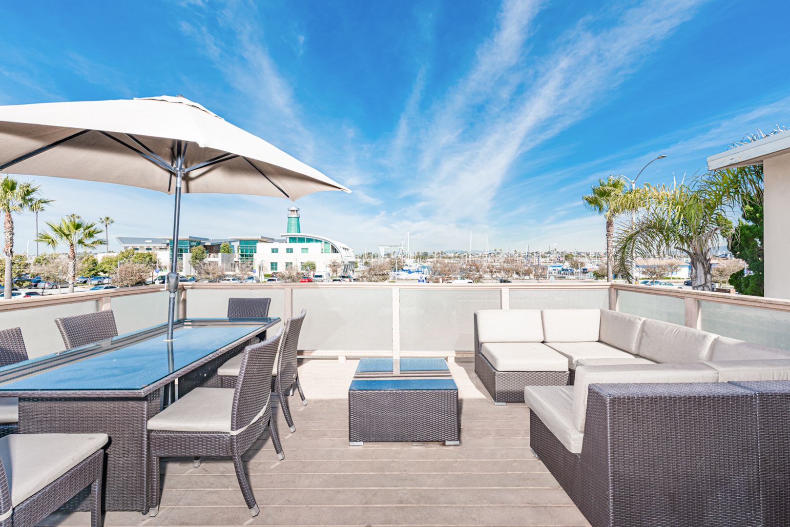 Unwind on the expansive deck, with plenty of seating to stretch out and soak up the sun! Includes market umbrella and gas propane grill.