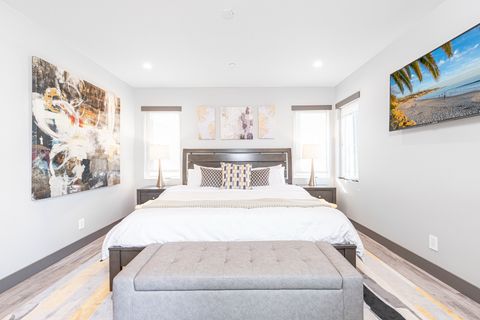 Primary bedroom includes king size bed and private full bath. 1 of 3 bedrooms on the second floor.